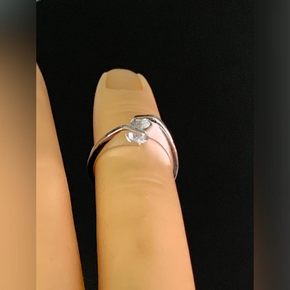 925 Sterling Silver Adjustable Open Ring Double C… - image 6